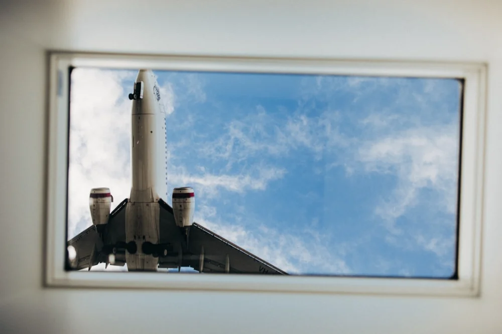 a window with a rocket on it