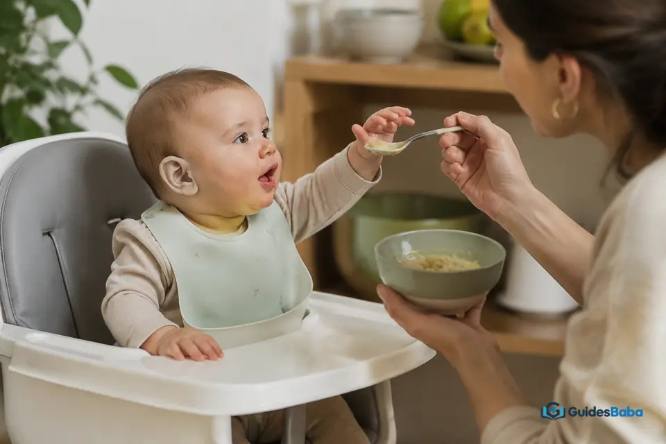 Parent following a baby's feeding cues