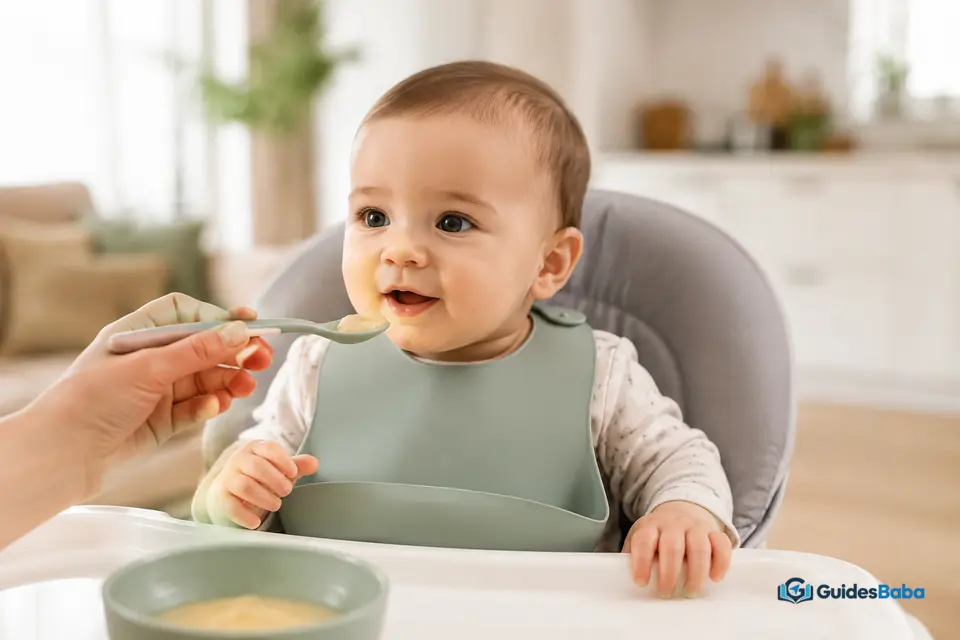 Baby ready to begin eating solid food