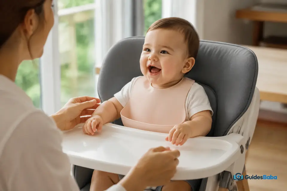 Baby sitting upright with steady head control