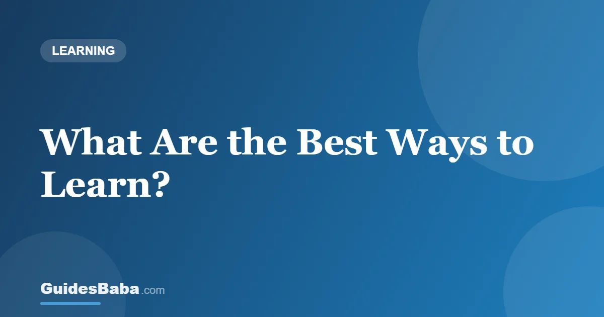 What Are the Best Ways to Learn? — GuidesBaba