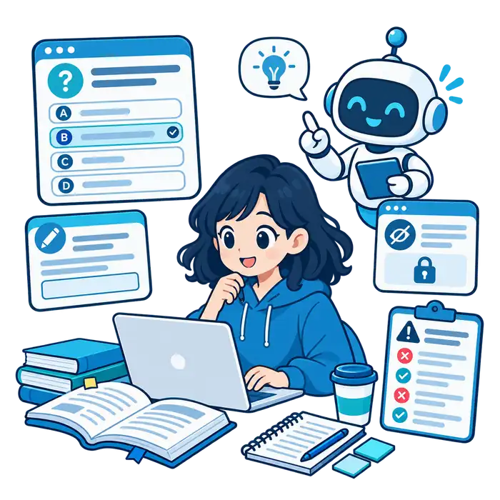 student taking an interactive ChatGPT quiz