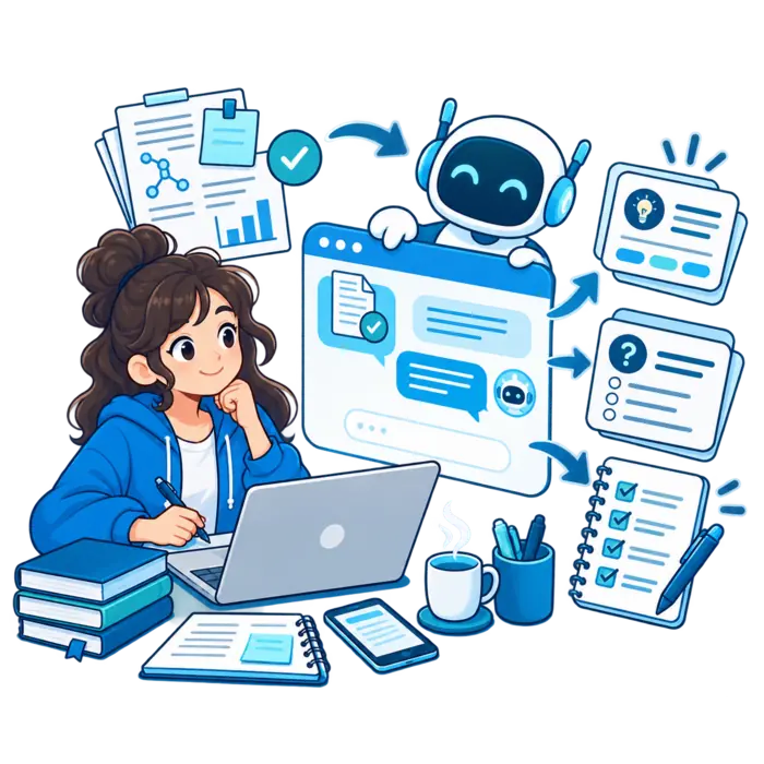 Student using a generic chat assistant to organize verified notes into a study guide