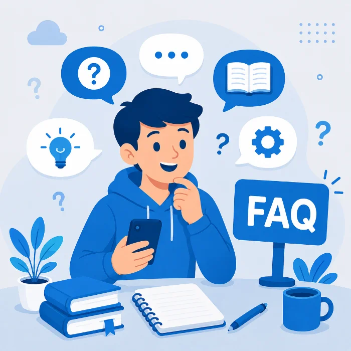 student asking common questions about free study apps