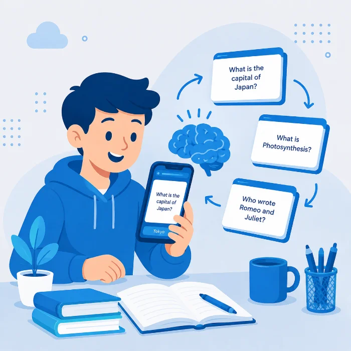 free flashcard app using spaced repetition to help a student remember