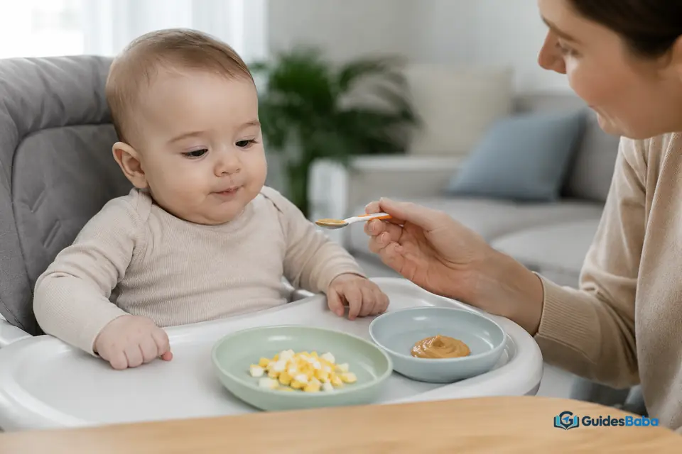 Adult supervising a baby during feeding