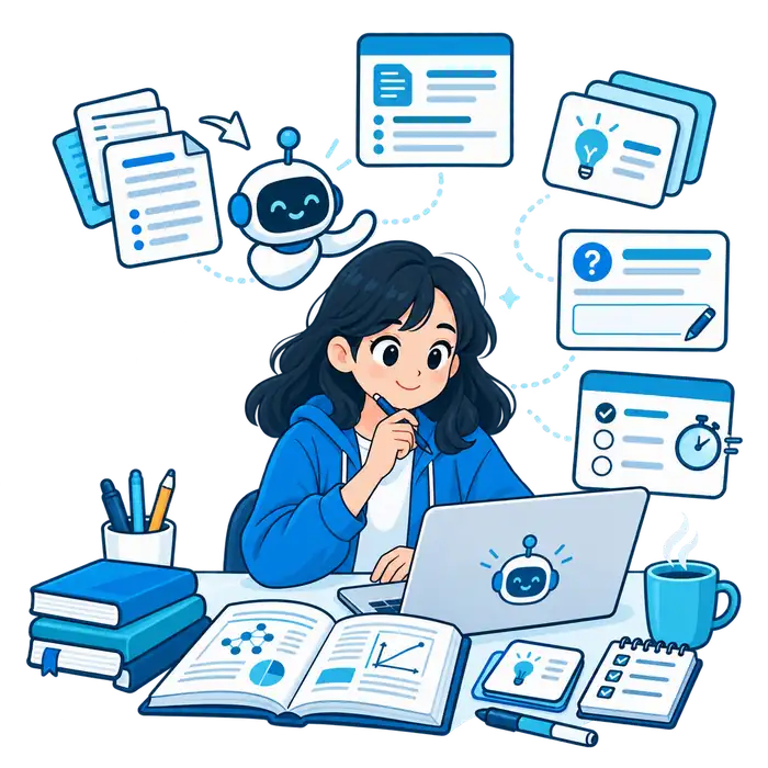 student using a free AI reviewer maker