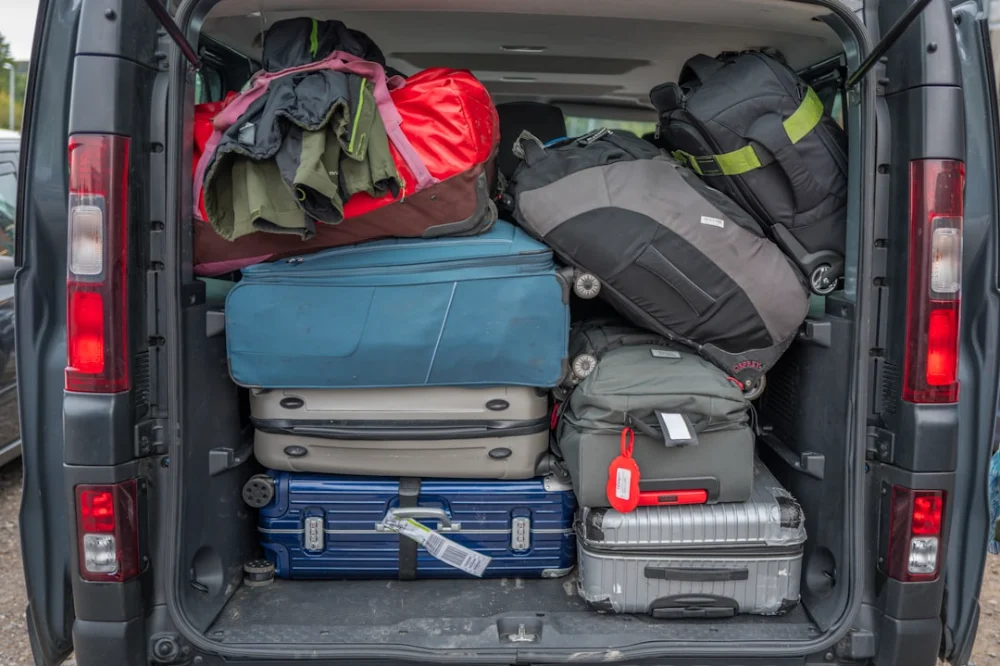 Van packed full with luggage for a trip