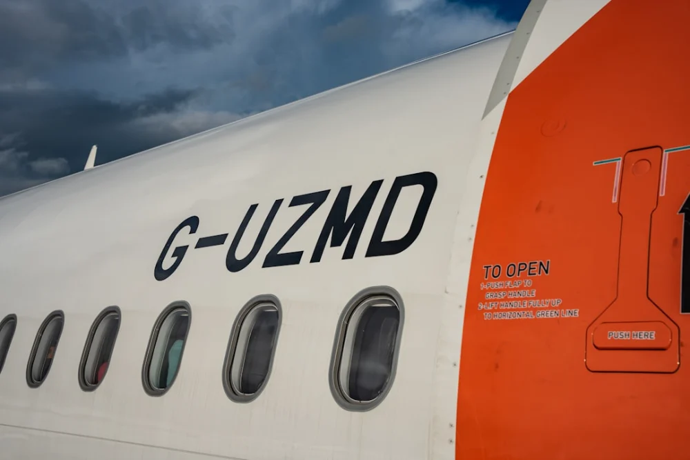a close up of the side of an airplane