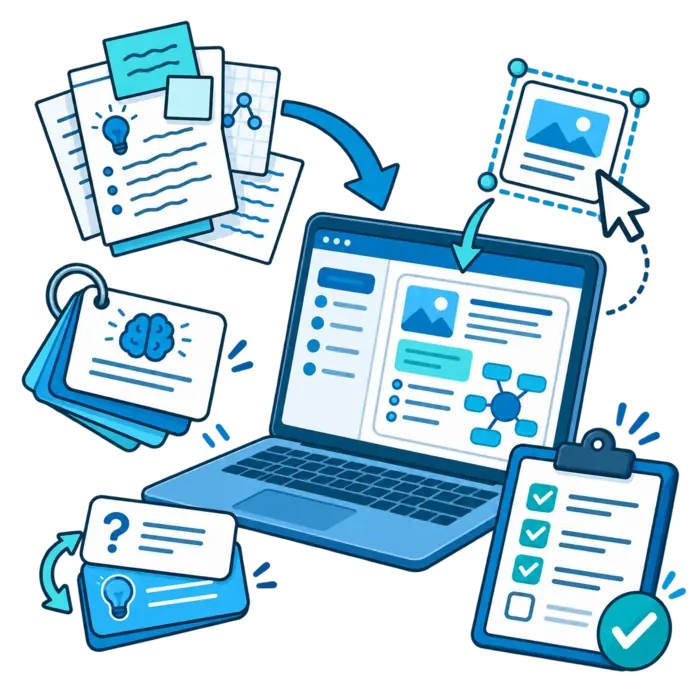 Notes and flashcards becoming an organized digital study guide