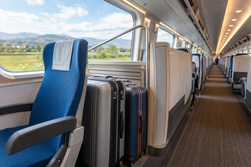 Secure luggage inside a modern passenger train