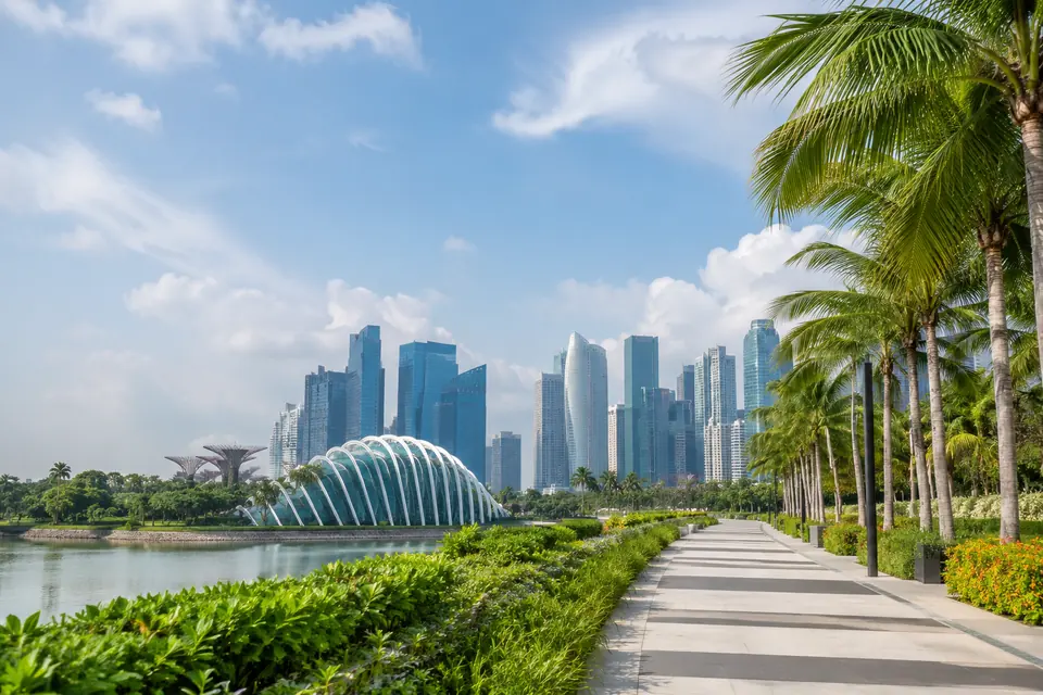 Singapore skyline and garden promenade