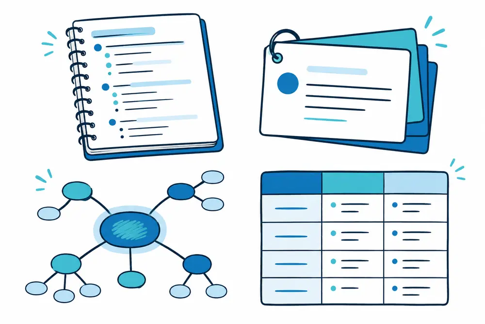 Outline flashcards concept map and comparison chart study guide formats