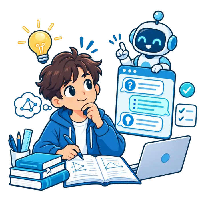 Student learning with guiding questions from a conversational AI study partner