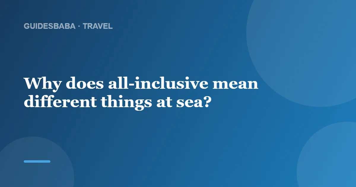 What exactly is included in a cruise fare? — GuidesBaba
