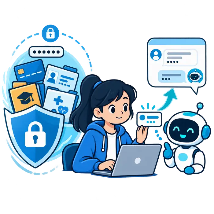student protecting private data before using ChatGPT