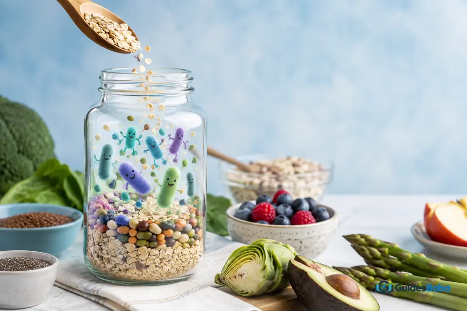 Prebiotics feeding healthy gut bacteria