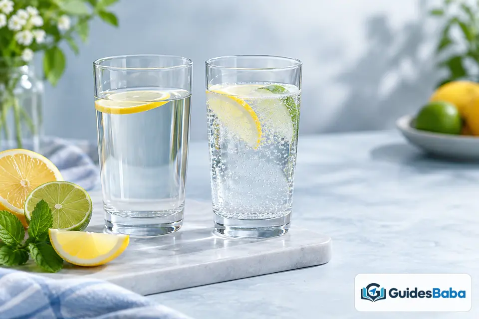 sparkling water hydrating regular water side by side comparison