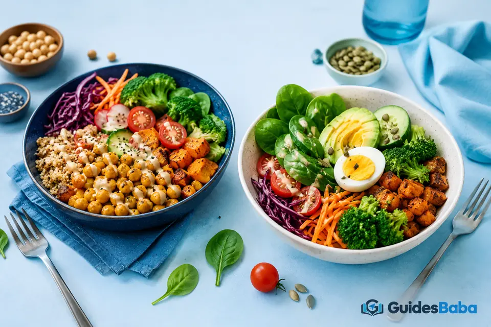 Colorful vegetarian and vegan meal ingredients